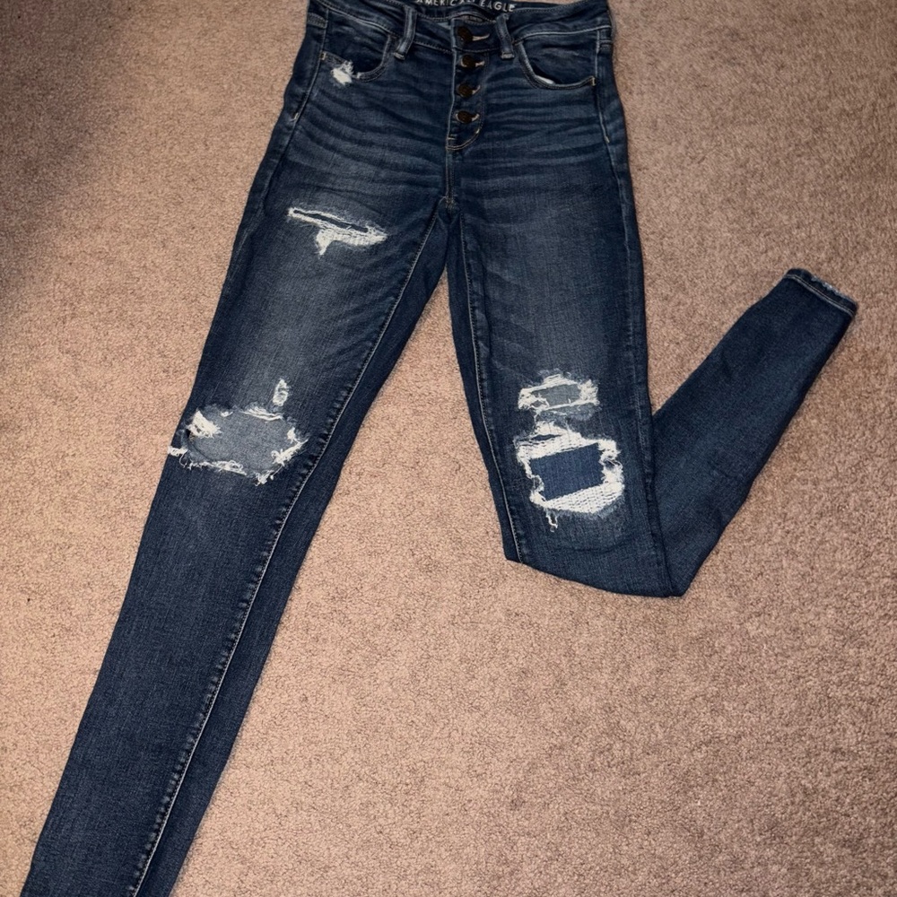 Women's Distressed Blue Jeans
